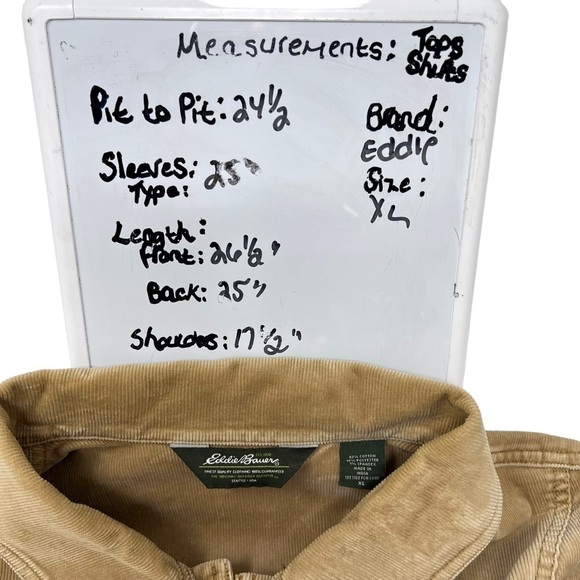 Y2K Eddie Bauer Tan Corduroy Barn Coat Chore Jacket Size XL Button Faded Retro - Picture 8 of 16